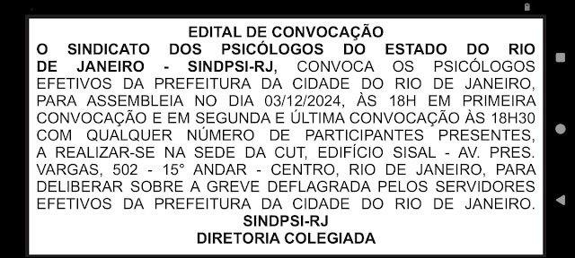 Assembleia do SINDPSI RJ